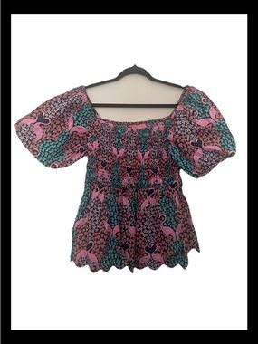 Women’s Simply Southern Smocked Puff Sleeve Top in Pink & Teal Flamingos